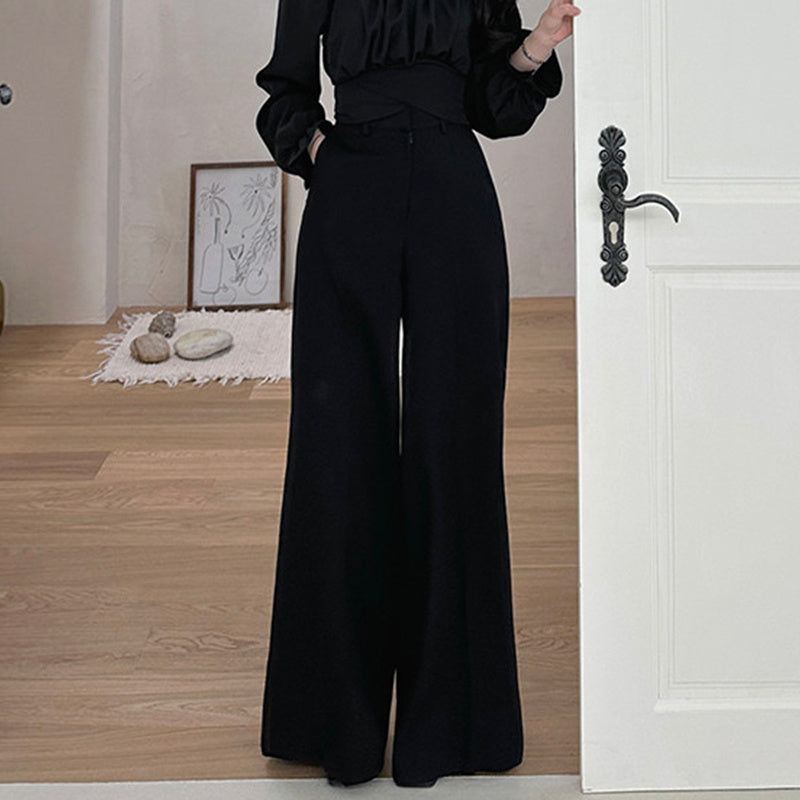 Korean Wide-Leg Mopping Pants for Women – Elastic Casual Palazzo Trousers 2025