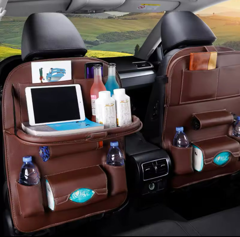 Multi-Functional Car Seat Back Organizer with Foldable Tray