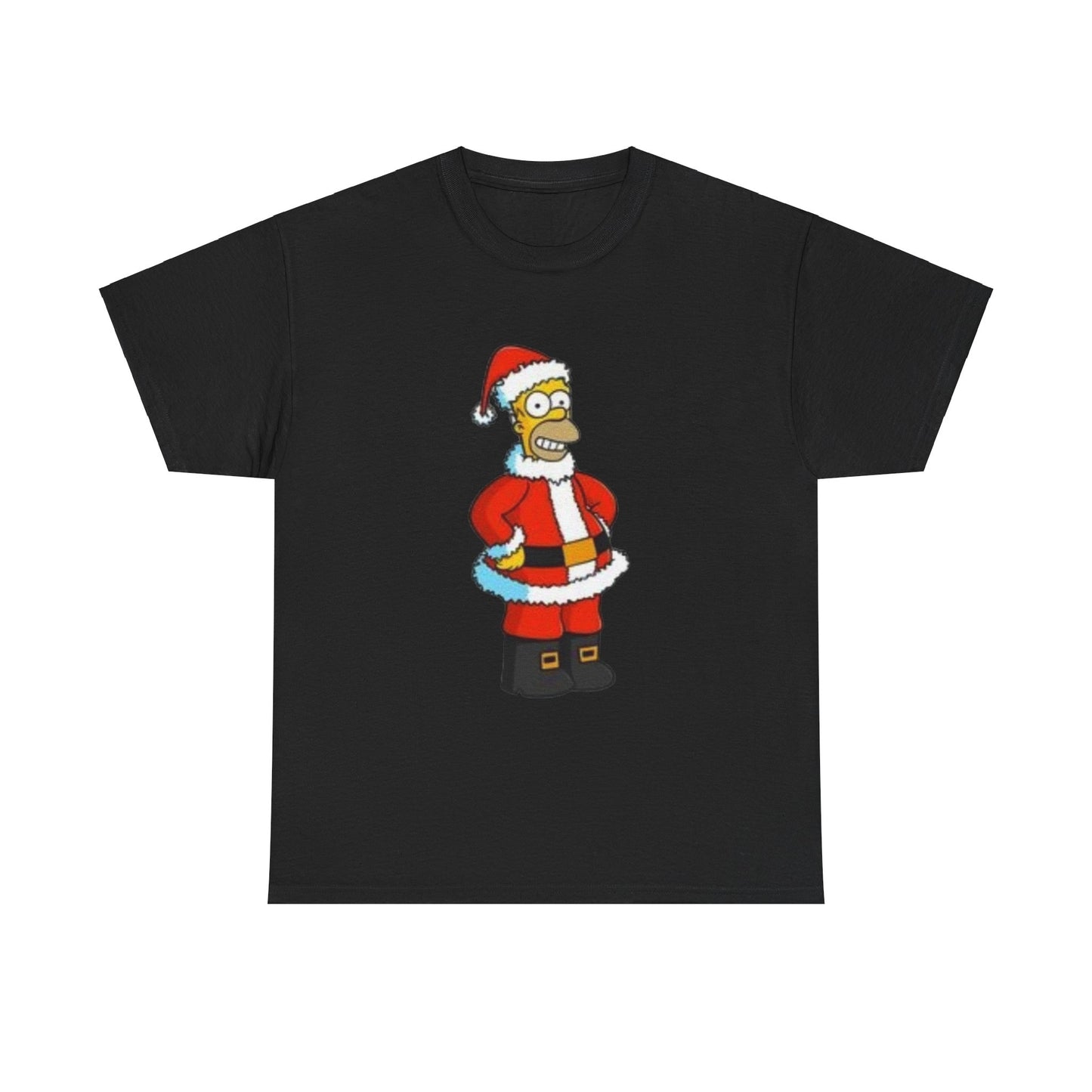 Festive Santa Homer Mens Heavy Cotton T Shirt
