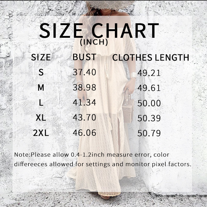 Off-Shoulder Ruffle Maxi Dress – Side-Split Beach & Party Dress 2025