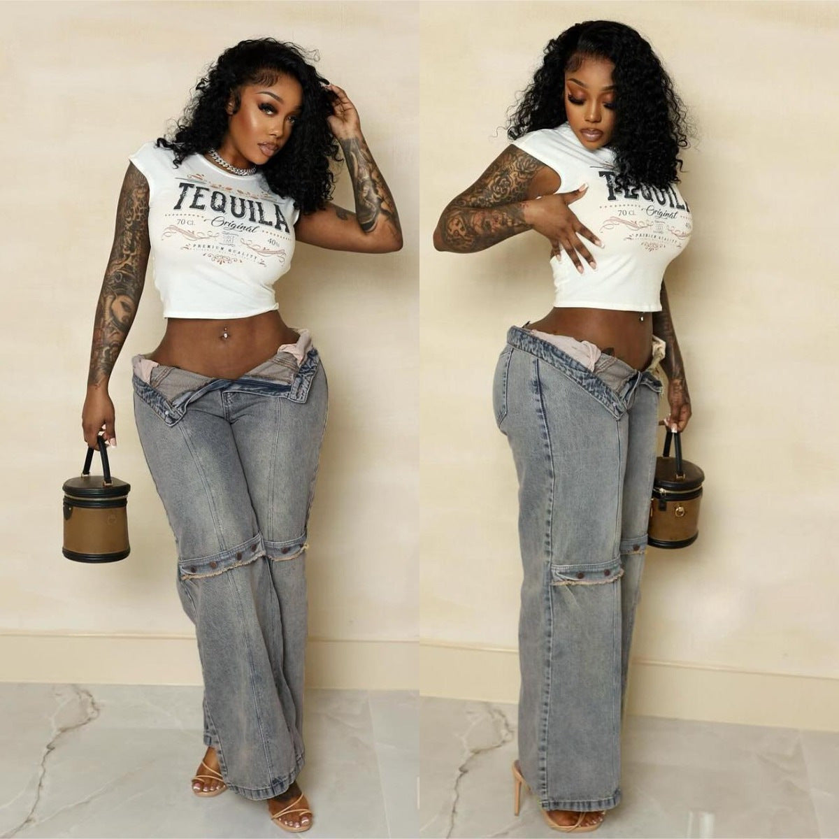 Y2K Baggy Wide-Leg Denim Jeans for Women – Vintage Grunge Streetwear 2025