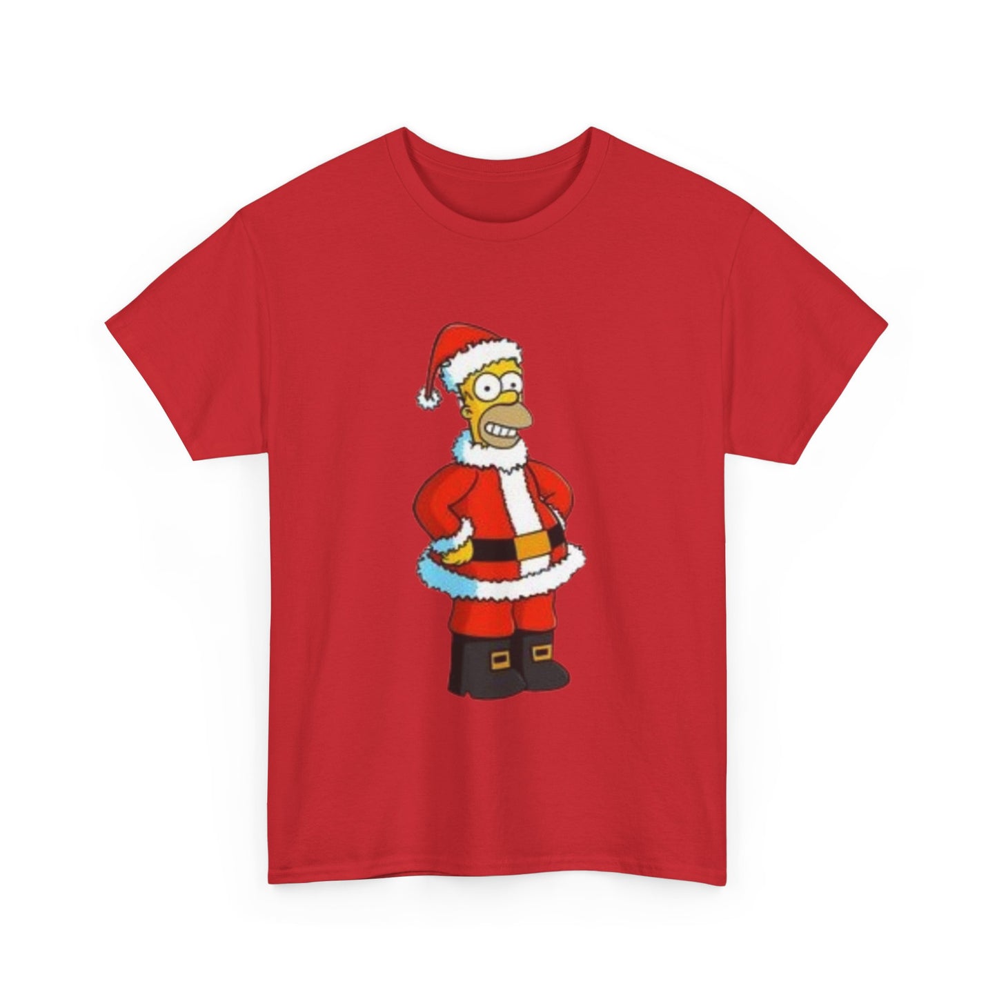 Festive Santa Homer Mens Heavy Cotton T Shirt