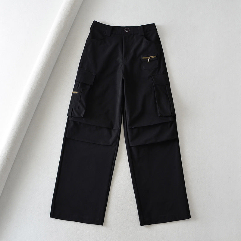 High-Waist Multi-Pocket Cargo Pants for Women – Retro Streetwear Trousers 2025