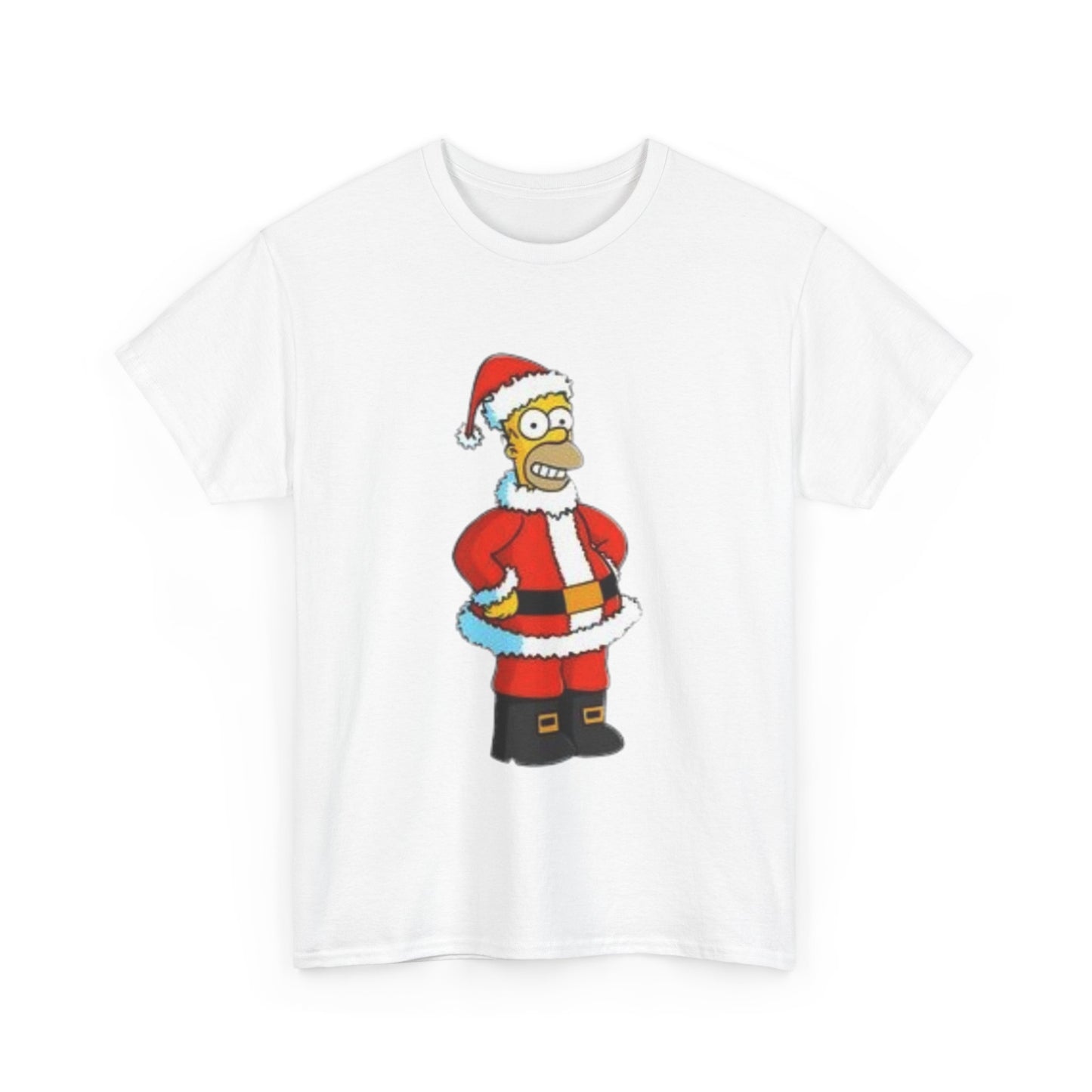 Festive Santa Homer Mens Heavy Cotton T Shirt