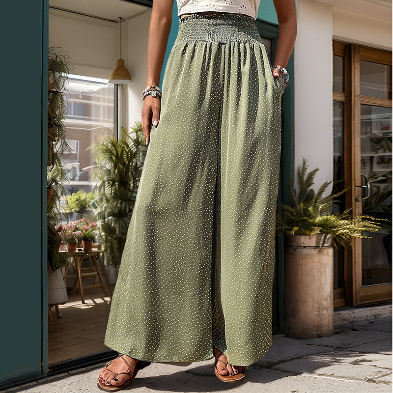 Personalized Wide-Leg Palazzo Pants for Women – Elastic High Waist, Custom Comfort 2025
