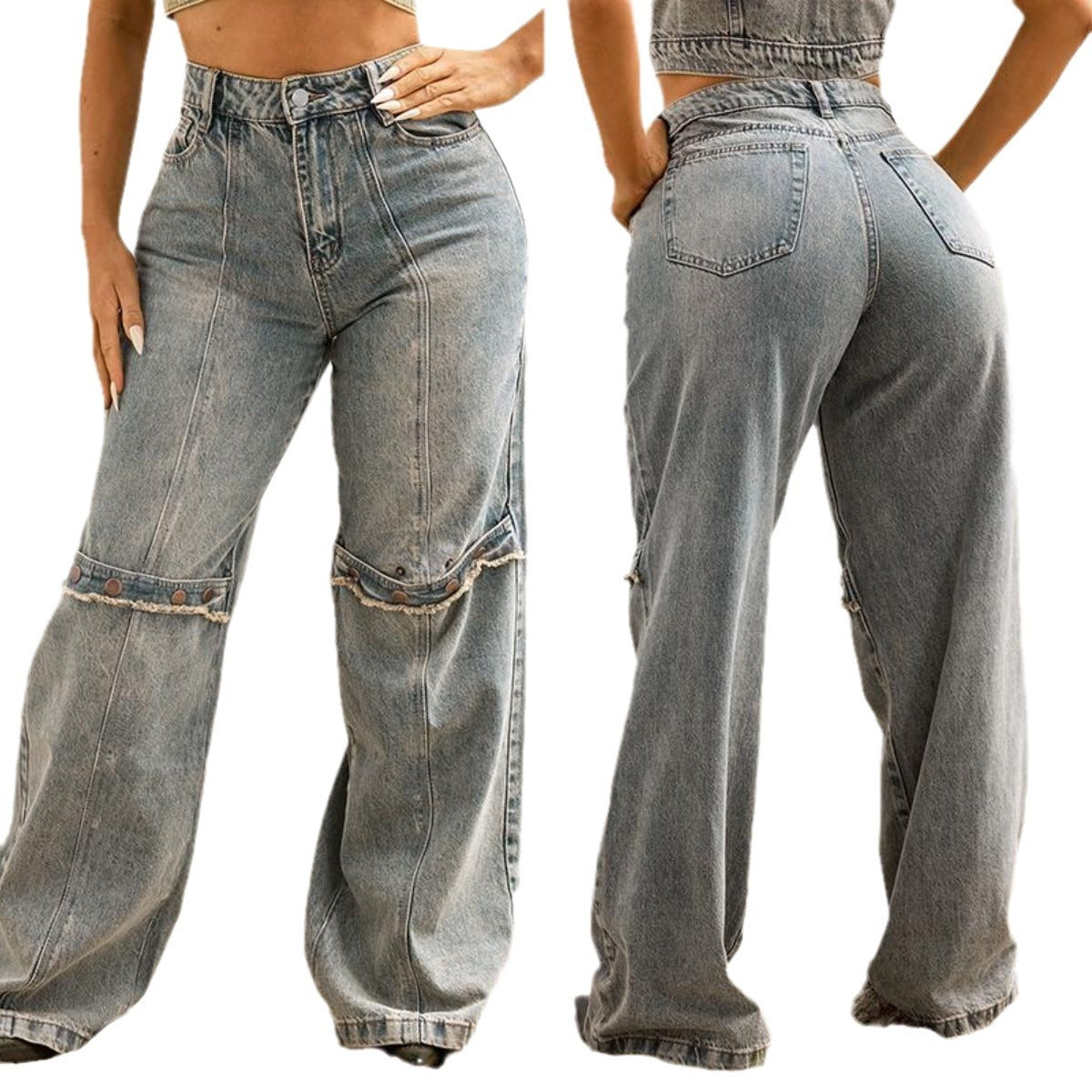 Y2K Baggy Wide-Leg Denim Jeans for Women – Vintage Grunge Streetwear 2025