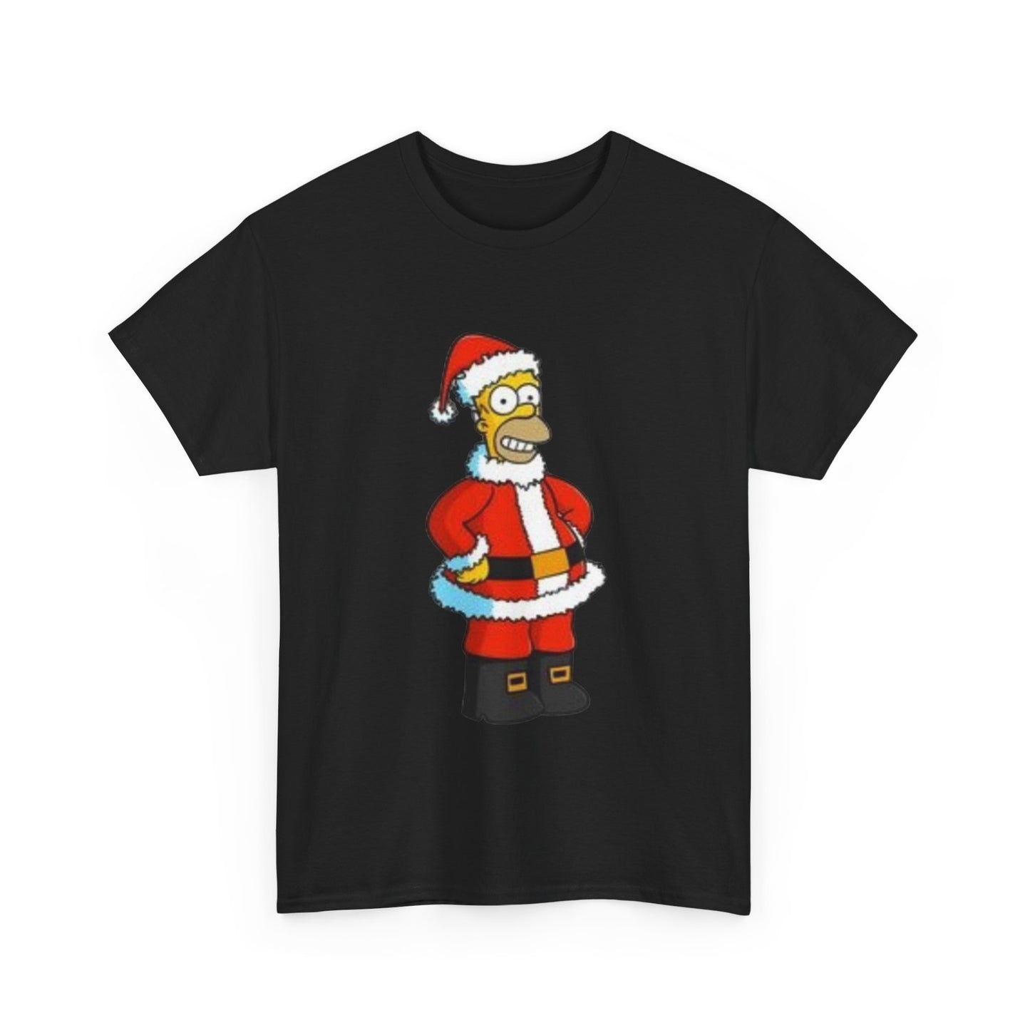 Festive Santa Homer Mens Heavy Cotton T Shirt
