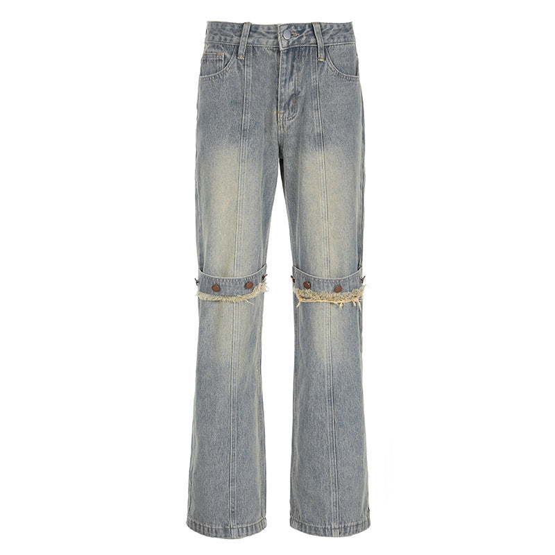 Y2K Baggy Wide-Leg Denim Jeans for Women – Vintage Grunge Streetwear 2025