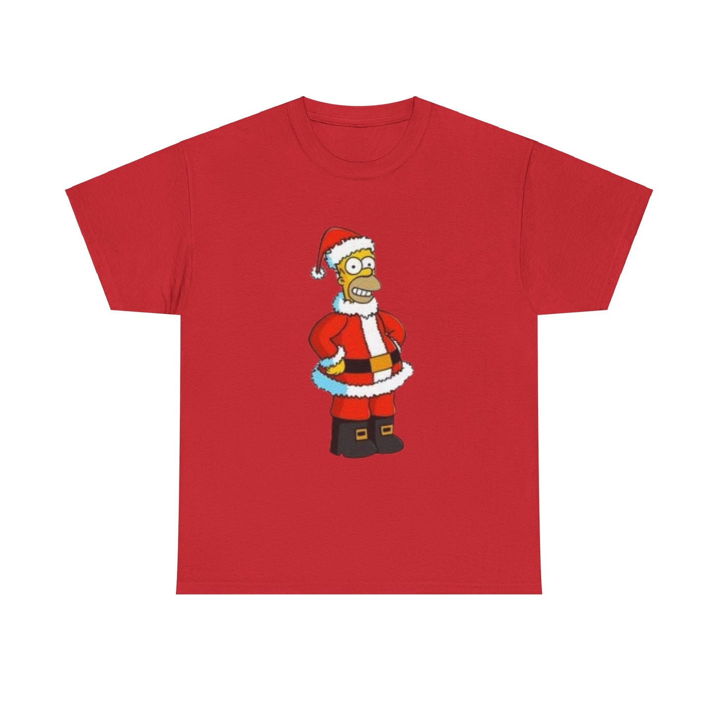 Festive Santa Homer Mens Heavy Cotton T Shirt