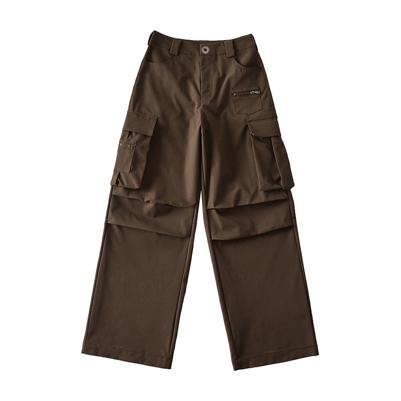 High-Waist Multi-Pocket Cargo Pants for Women – Retro Streetwear Trousers 2025