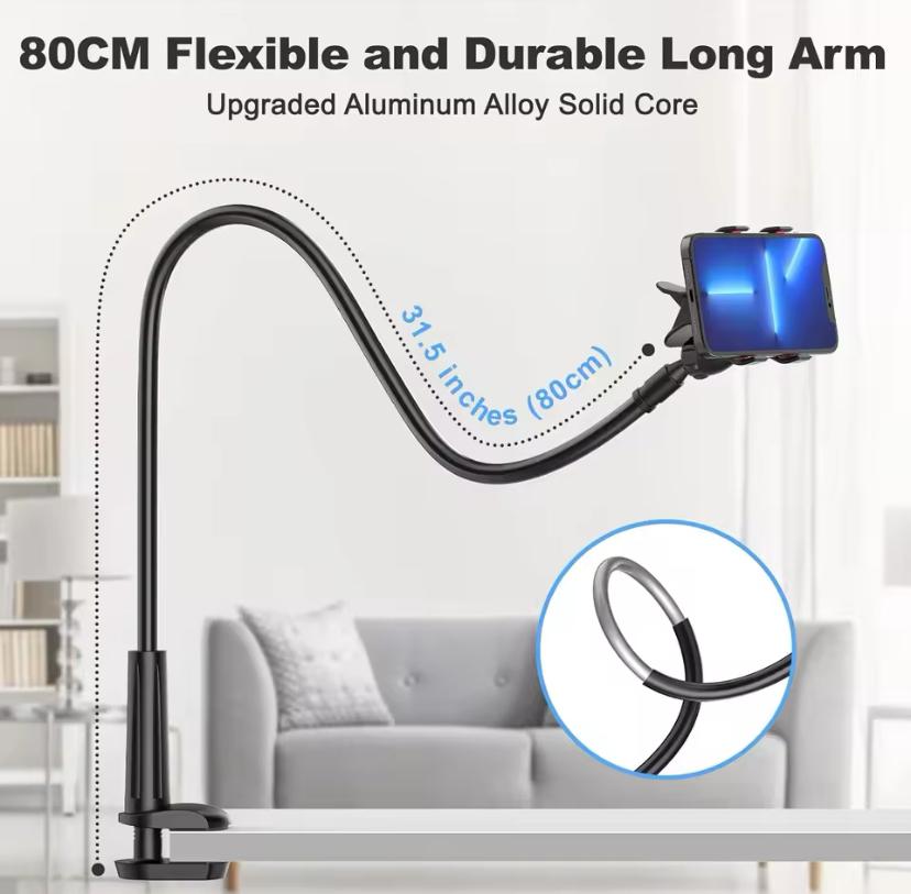 Flexible Gooseneck Phone Holder – Adjustable & Hands-Free Mount