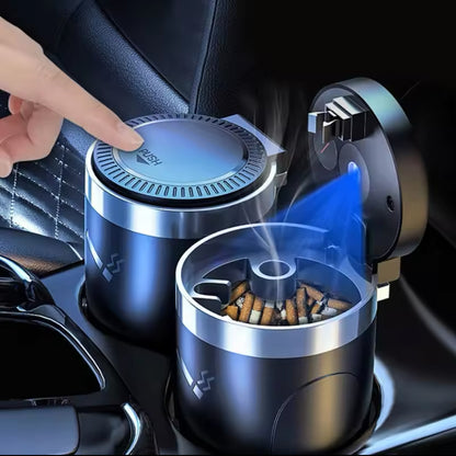 Car Ashtray with LED Light – Universal Alloy Smokeless Auto Ashtray