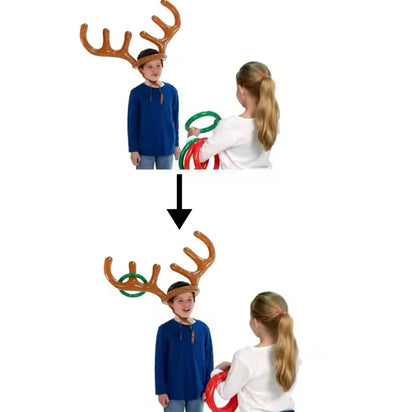 Inflatable Reindeer Antler Hat Ring Toss Game: Fun Christmas Party Activity
