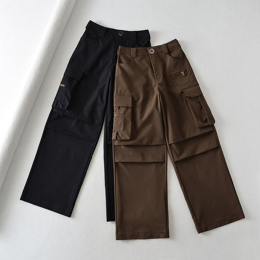 High-Waist Multi-Pocket Cargo Pants for Women – Retro Streetwear Trousers 2025