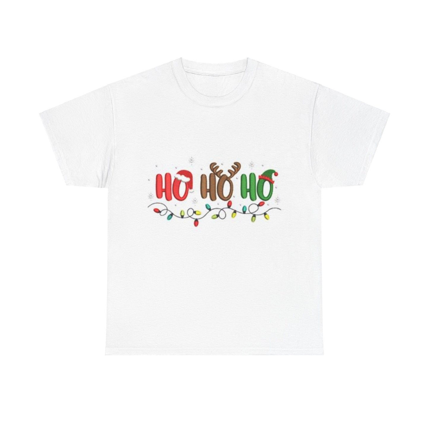 Festive Christmas Mens Heavy Cotton T-Shirt - "Ho Ho Ho" Christmas Shirt