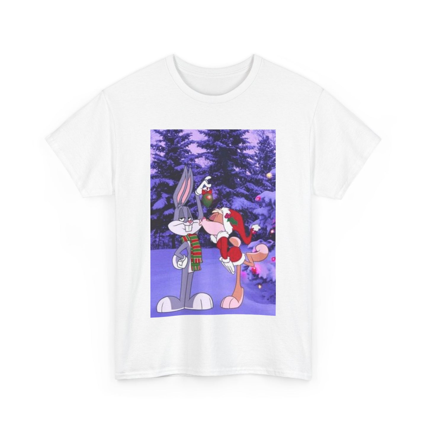 Festive Cartoon Bugs Bunny Mens Heavy Cotton T-Shirt