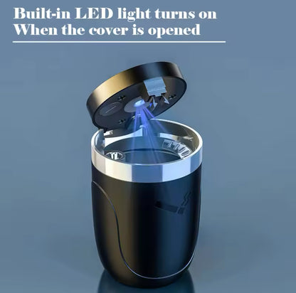 Car Ashtray with LED Light – Universal Alloy Smokeless Auto Ashtray