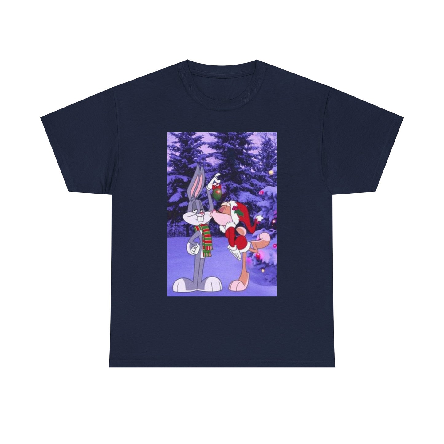 Festive Cartoon Bugs Bunny Mens Heavy Cotton T-Shirt