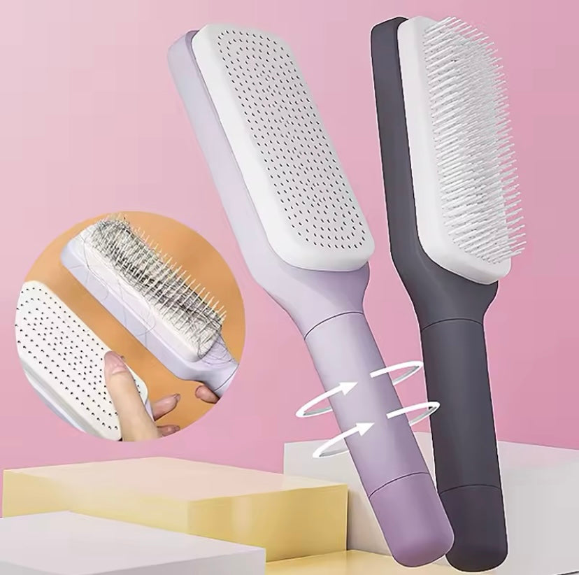 Self-Cleaning Hairbrush - Easy Cleaning & Scalp Massage! 💇‍♀️✨ #HairCare #SelfCleaningBrush