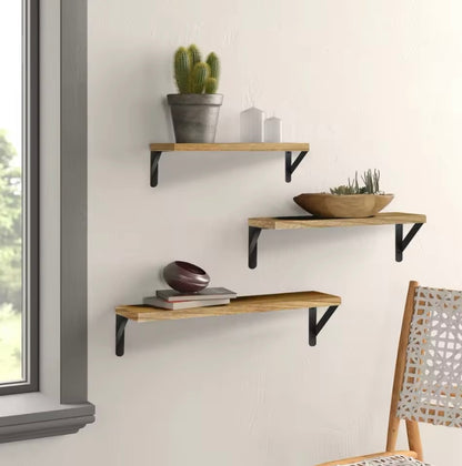 Set of 3 Floating Shelves,Paulownia Wood Wall Shelves, Decorative Wall Shelf for Bedroom,Living Room, Kitchen, Study, Bathroom