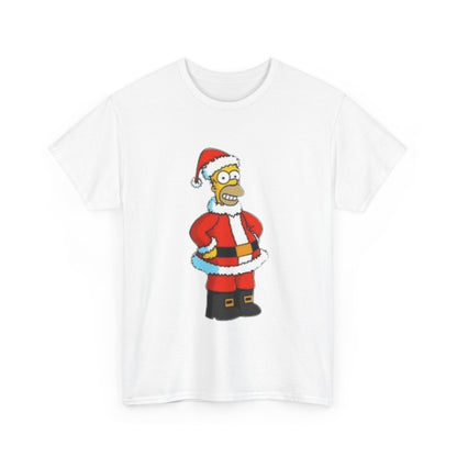 Festive Santa Homer Mens Heavy Cotton T Shirt