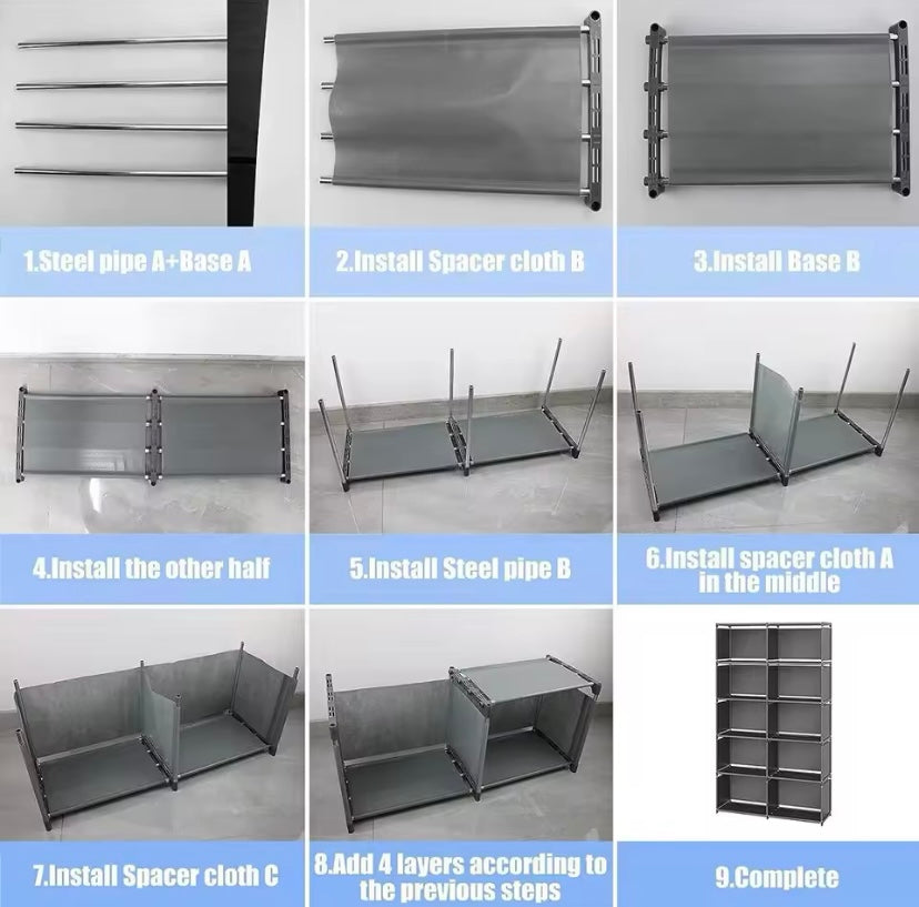 Double Row Bookshelf - High-Capacity Storage Rack for Bedroom or Corner Wardrobe