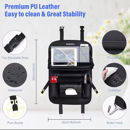 Multi-Functional Car Seat Back Organizer with Foldable Tray