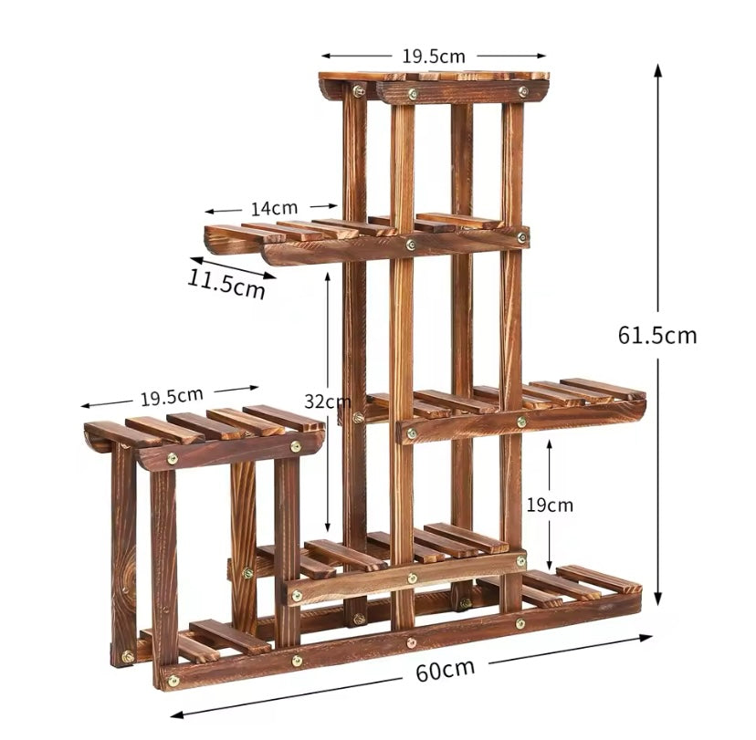 Wood Plant Shelves - Indoor/Outdoor Corner Plant Stand Display Unit