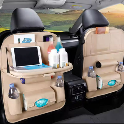 Multi-Functional Car Seat Back Organizer with Foldable Tray