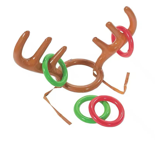 Inflatable Reindeer Antler Hat Ring Toss Game: Fun Christmas Party Activity