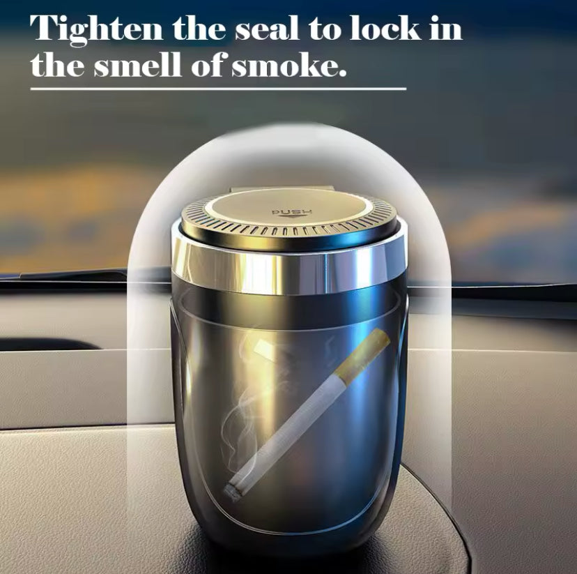 Car Ashtray with LED Light – Universal Alloy Smokeless Auto Ashtray