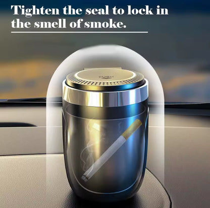 Car Ashtray with LED Light – Universal Alloy Smokeless Auto Ashtray