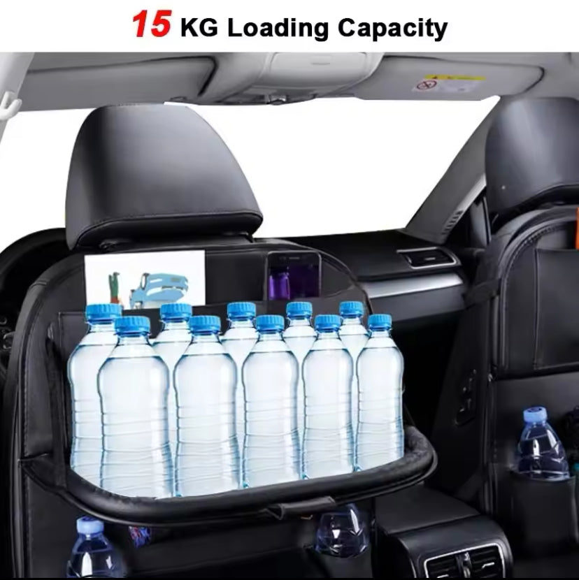 Multi-Functional Car Seat Back Organizer with Foldable Tray