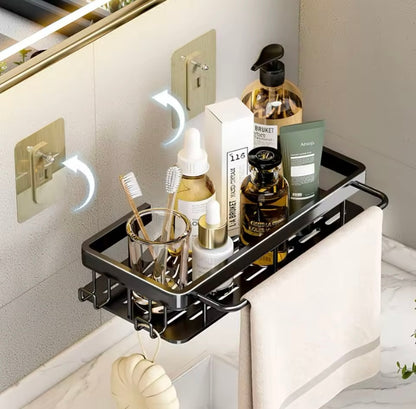 No-Drill Wall-Mounted Bathroom Shelf - Aluminum Shower Corner Rack
