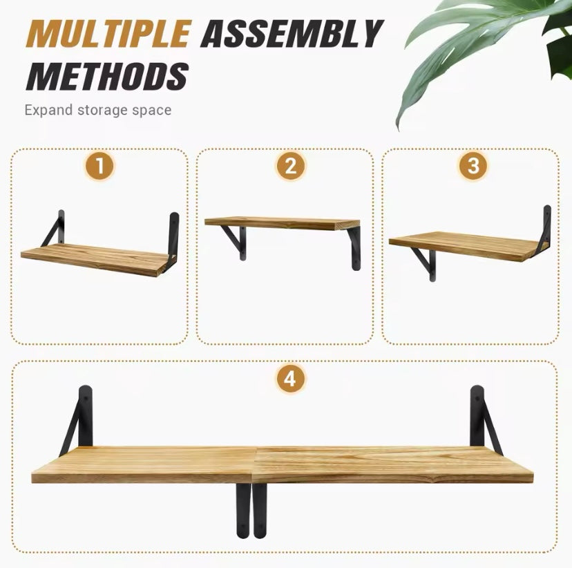 Set of 3 Floating Shelves,Paulownia Wood Wall Shelves, Decorative Wall Shelf for Bedroom,Living Room, Kitchen, Study, Bathroom