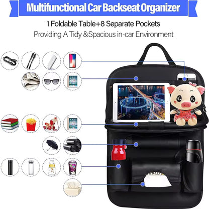 Multi-Functional Car Seat Back Organizer with Foldable Tray