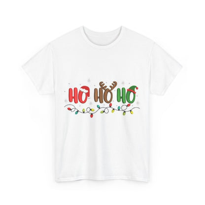 Festive Christmas Mens Heavy Cotton T-Shirt - "Ho Ho Ho" Christmas Shirt