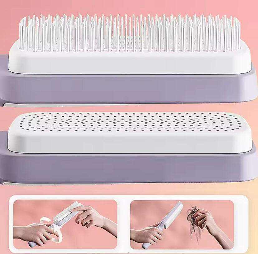 Self-Cleaning Hairbrush - Easy Cleaning & Scalp Massage! 💇‍♀️✨ #HairCare #SelfCleaningBrush