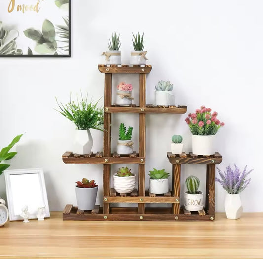 Wood Plant Shelves - Indoor/Outdoor Corner Plant Stand Display Unit