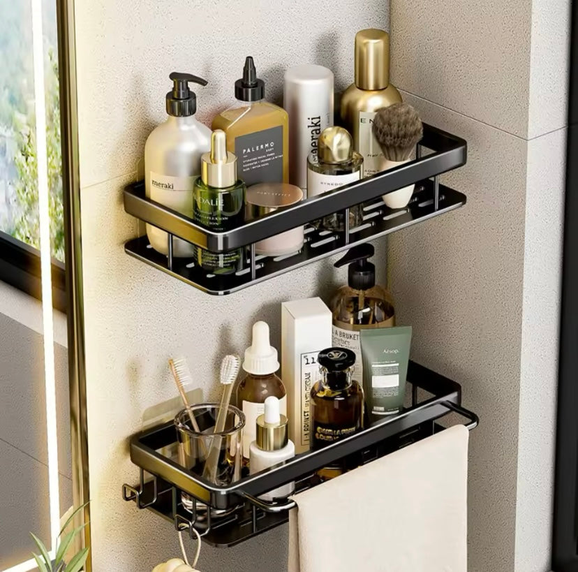 No-Drill Wall-Mounted Bathroom Shelf - Aluminum Shower Corner Rack