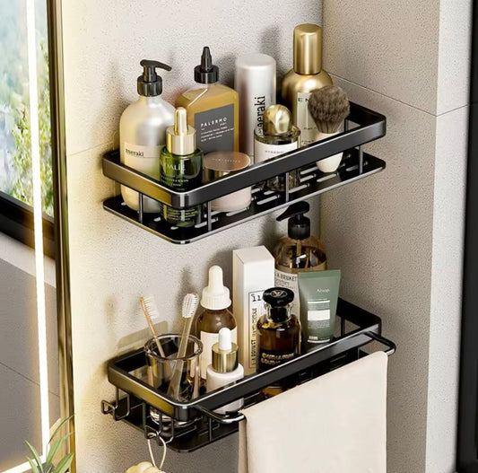 No-Drill Wall-Mounted Bathroom Shelf - Aluminum Shower Corner Rack