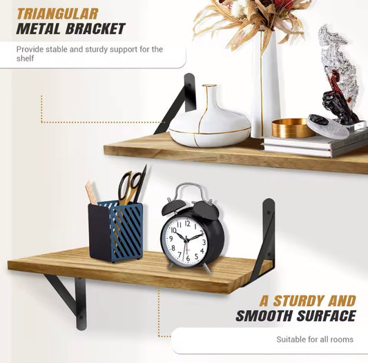 Set of 3 Floating Shelves,Paulownia Wood Wall Shelves, Decorative Wall Shelf for Bedroom,Living Room, Kitchen, Study, Bathroom
