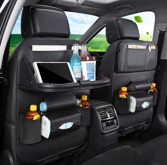 Multi-Functional Car Seat Back Organizer with Foldable Tray