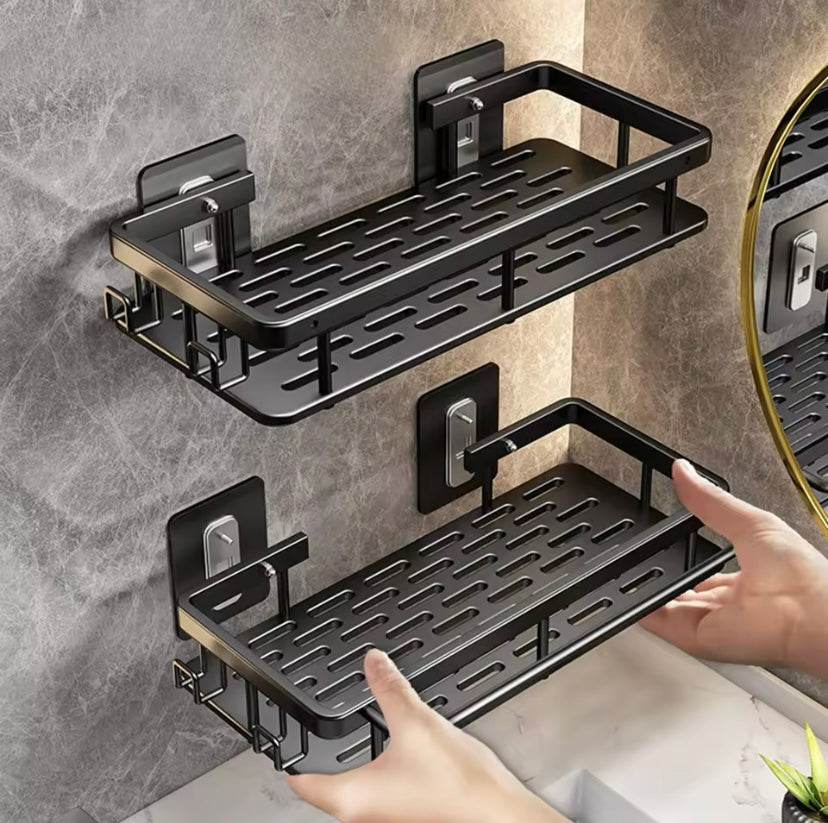 No-Drill Wall-Mounted Bathroom Shelf - Aluminum Shower Corner Rack
