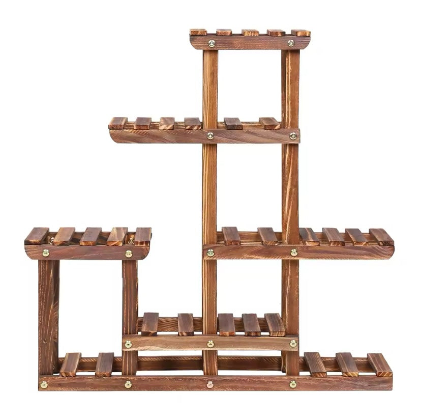 Wood Plant Shelves - Indoor/Outdoor Corner Plant Stand Display Unit