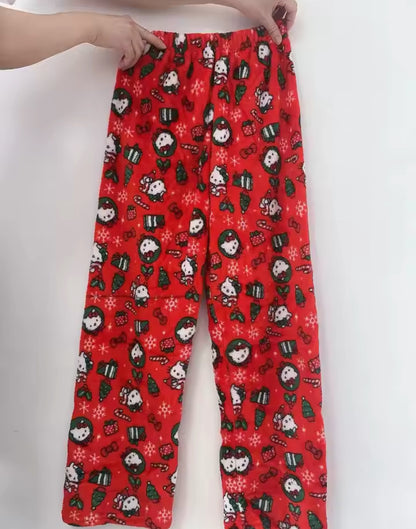 Women’s Fluffy Hello Kitty Christmas Pyjamas - Cozy Multi-Color Holiday Vibes! 🎄💖 #HelloKitty #HolidayPJs