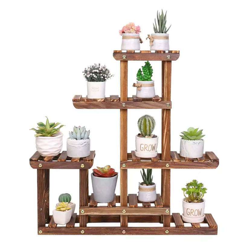 Wood Plant Shelves - Indoor/Outdoor Corner Plant Stand Display Unit