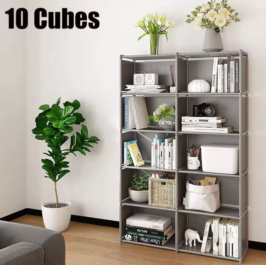 Double Row Bookshelf - High-Capacity Storage Rack for Bedroom or Corner Wardrobe
