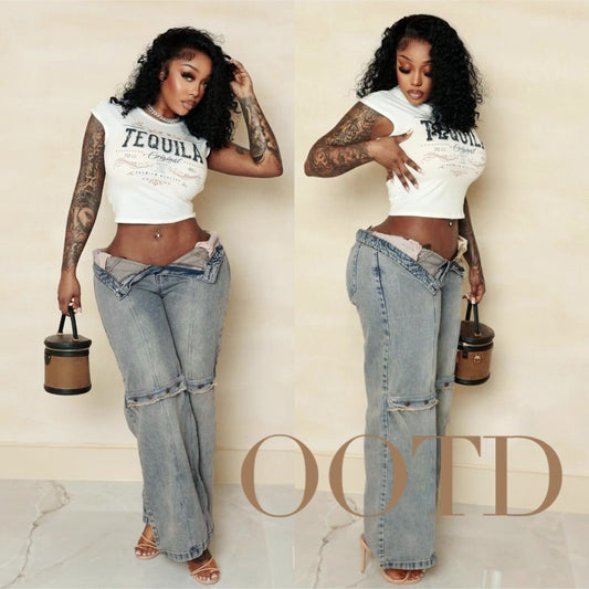 Y2K Baggy Wide-Leg Denim Jeans for Women – Vintage Grunge Streetwear 2025