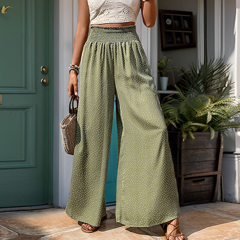 Personalized Wide-Leg Palazzo Pants for Women – Elastic High Waist, Custom Comfort 2025